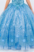 Embroidered Lace Applique Strapless Sheer Corset Ombre Ball Gown 2-16